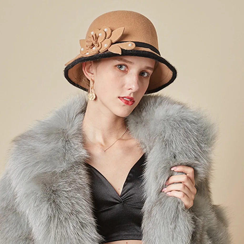 Женская шерстяная шляпа Элегантная черная для церкви свадебные модные головные