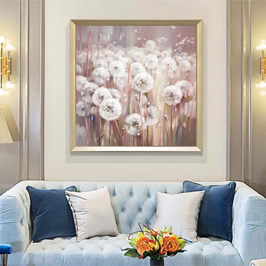 Уникальный дизайн ручная роспись маслом на холсте рисунок одуванчика для дома