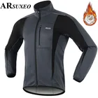 Зимняя мужская ветровка ARSUXEO, теплая ветрозащитная Водонепроницаемая флисовая куртка для горных велосипедов и велоспорта, мужские велосипедные куртки