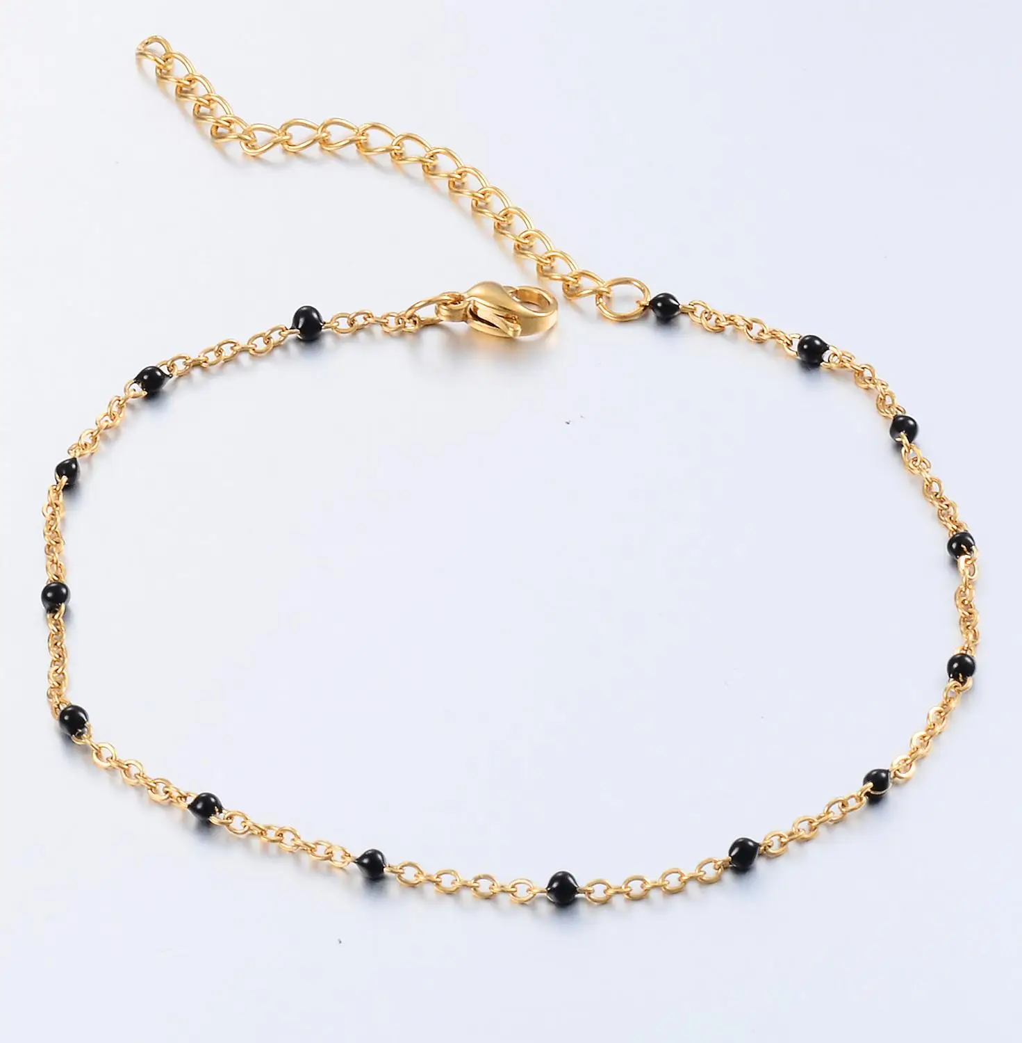 Stainless Steel Gold/Steel Tone Beaded Chain Bracelet Colorful Enamel Fashionable Ladies Jewelry | Украшения и аксессуары