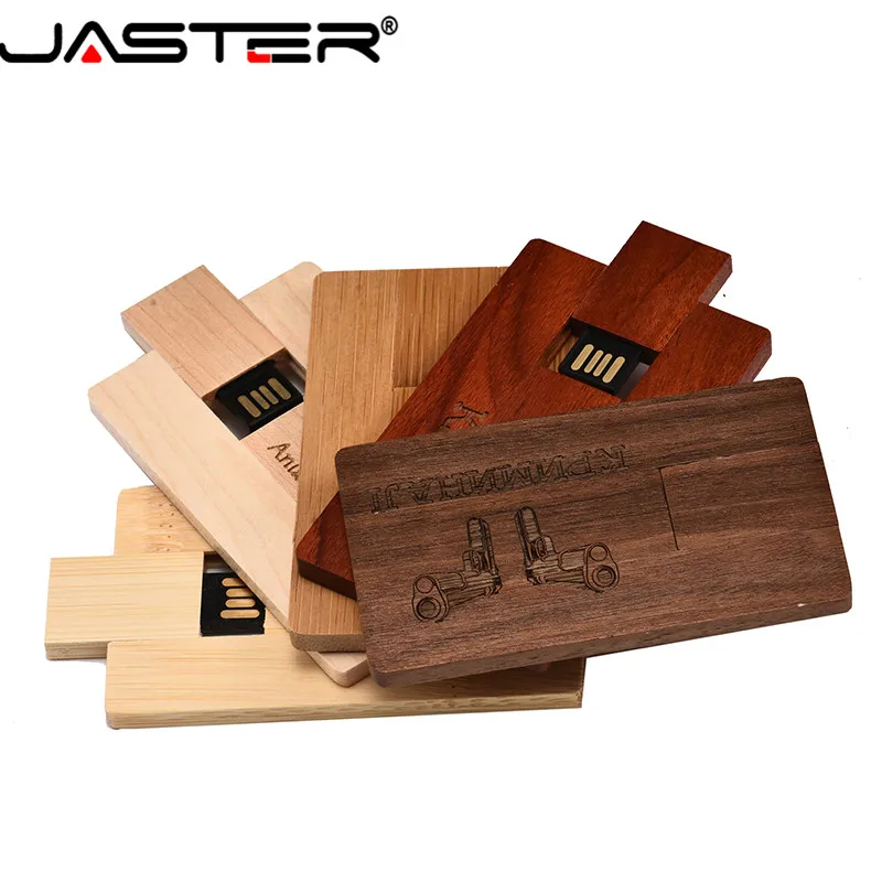 

JASTER fashion Bamboo and Wood Redwood customized printing logo wood pendrive card model usb flash drive 4GB 8GB 16G 32GB