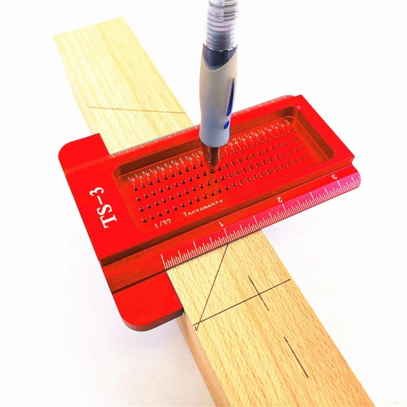 

TS-3Woodworking Scribe Inch Hole Scribing Ruler Aluminum Alloy T-Type Mini Gauge