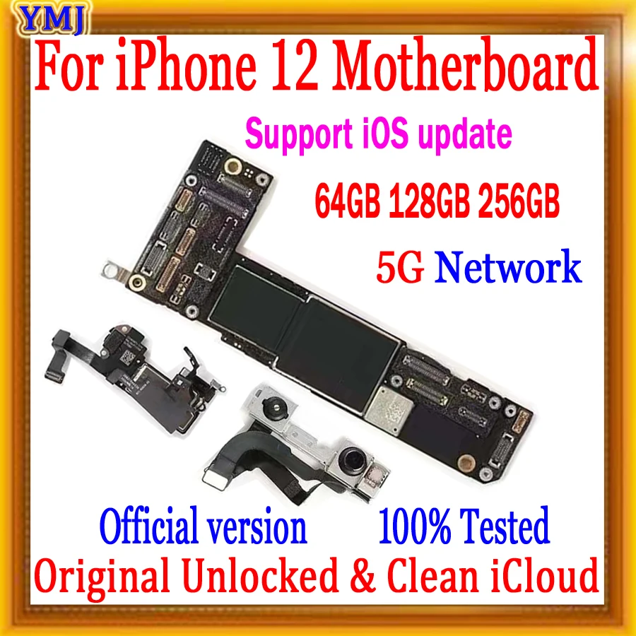 For IPhone 12 Motherboard Replace Plate,100% Original Unlocked Clean icloud Logic Board Good Tested,IOS support update Mainboard
