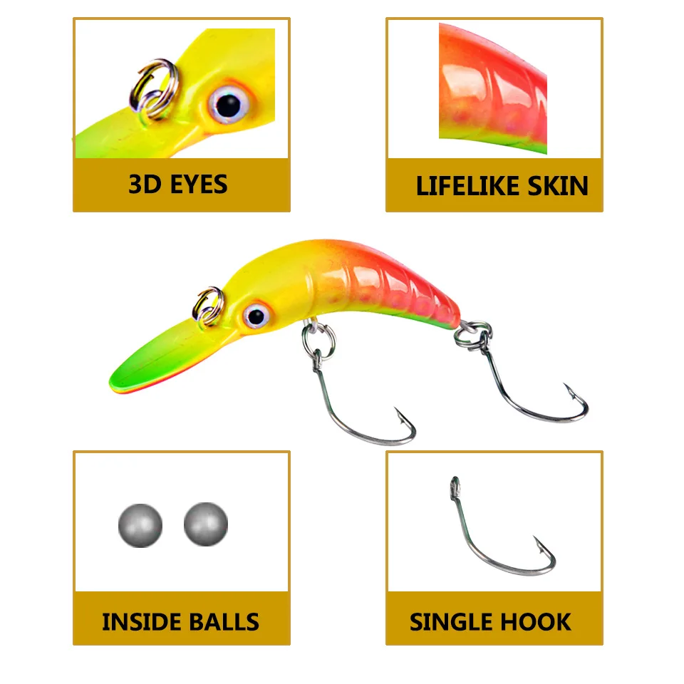 1pc Floating Minnow Fishing Lure 5/3.8cm 2.5/1.5g Mini Artificial Hard Bait Sharp Hook Crankbait Wobbler Trout Pike Bass Fishing