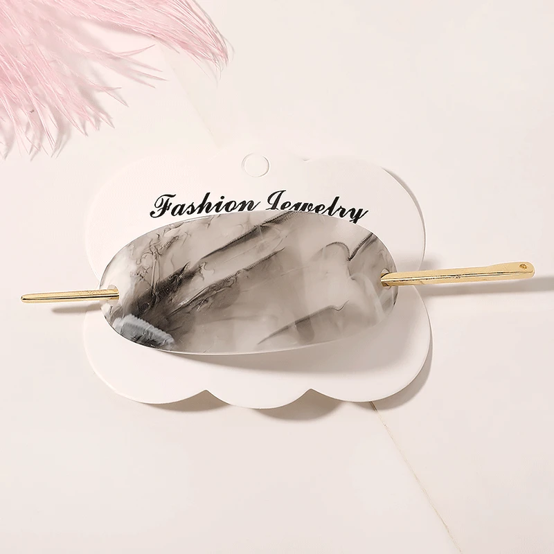 Модные заколки для волос женщин элегантные овальные акриловые бриллиантовые