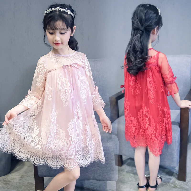 Платья для девочек на вечеринку и свадьбу цветочное Кружевное белое розовое