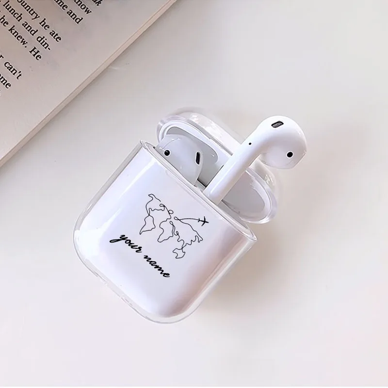 Дорожный мягкий чехол для наушников для Apple, защитный чехол для airpods, сделай сам, Заказная карта мира, прозрачный чехол для наушников, аксессуары для airpods