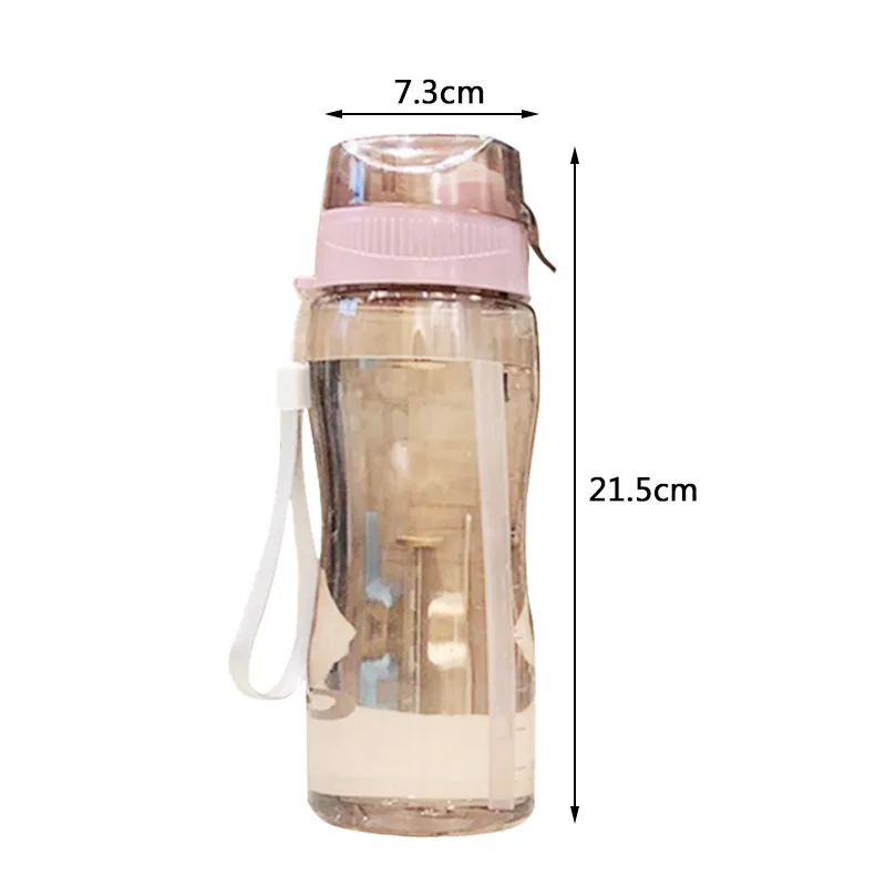 

600ml Plastic Sports Water Bottle Cup Creative Portable Leak-proof Student Kids Bottle for WaterOutdoor Sport Camping Space Cup