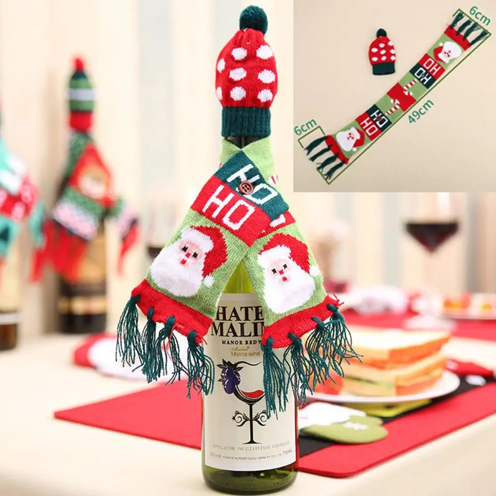 Wine Bottle Cover 12 Taoup льняная пеньковая клетчатая полоска веселое Рождество крышка бутылки вина украшения Рождественские настольные декорации Рождественский Декор для дома Noel Navidad - Цвет: Wine Bottle Cover 12