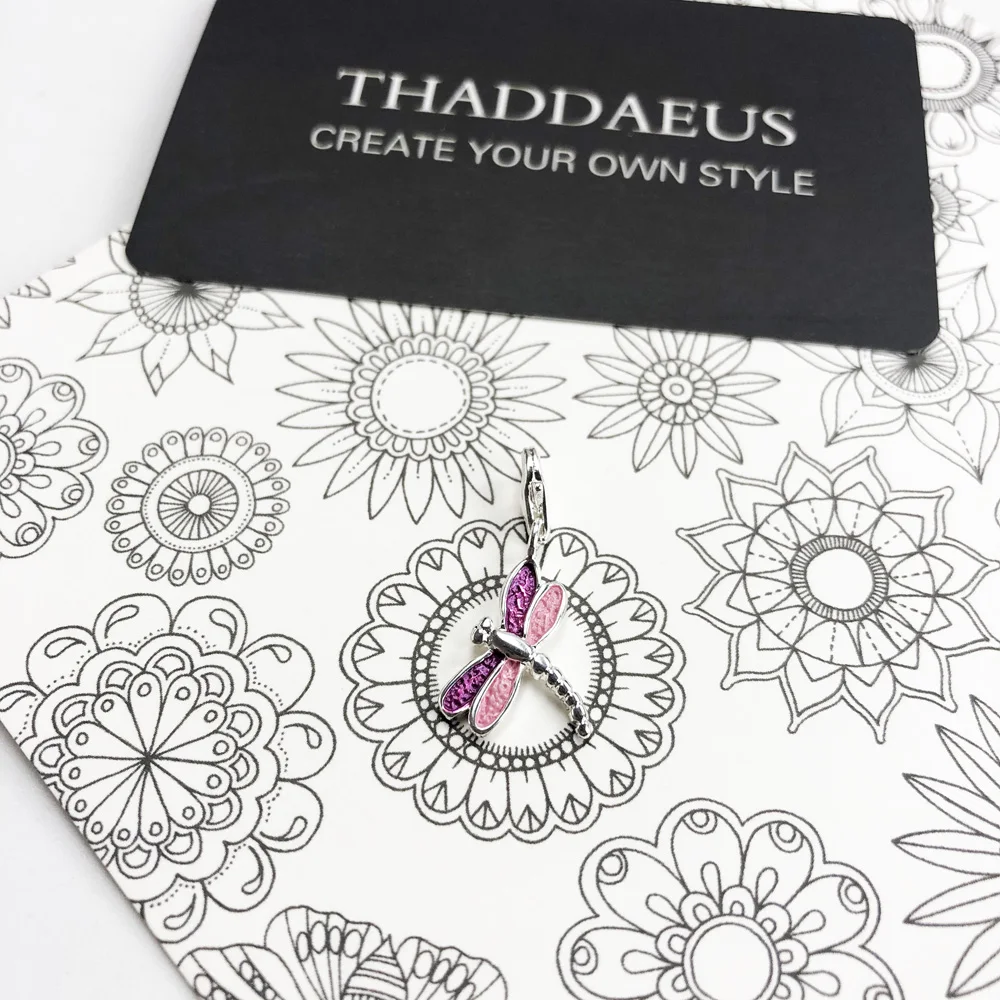 Женский кулон в виде стрекозы из серебра 925 пробы с розовой эмалью|Ювелирные