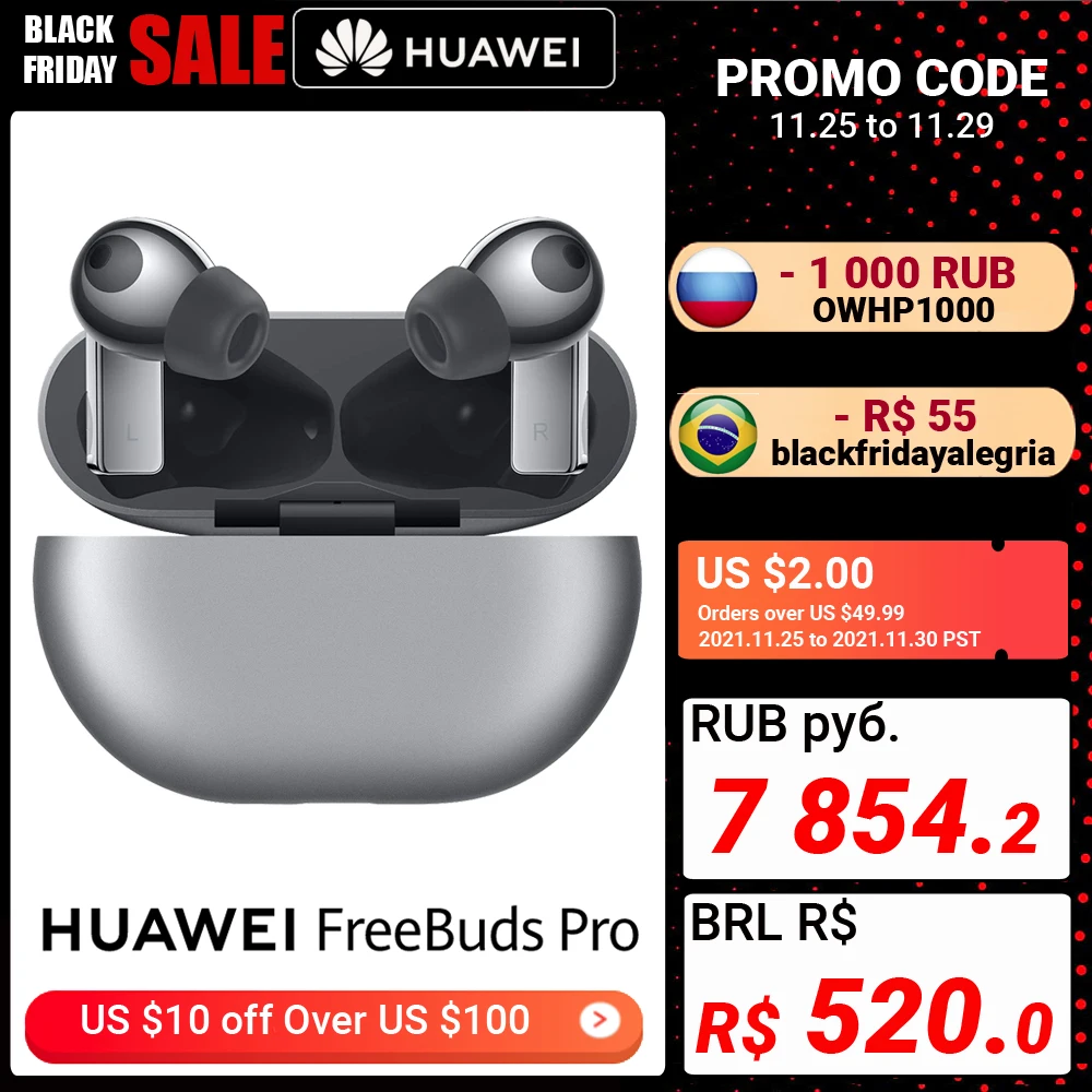  Huawei FreeBuds Pro Беспроводные наушники,активное шумоподавление, для смартфонов,Склад в Москве в наличии 