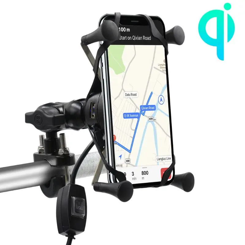 

Free shipping 12V Motorcycle Phone QC3.0 USB Qi Fast Charging Wireless Charger Bracket Holder