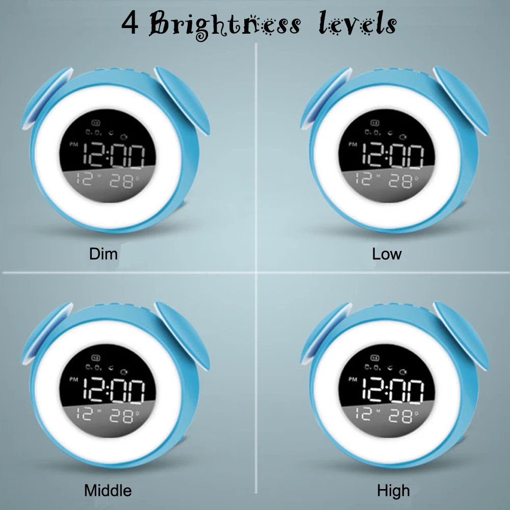 bedside sunrise sunset wake up light digital led music alarm mirror clock bedroom desk calendar snooze clock table phone charger free global shipping