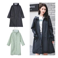 long raincoat hooded women men ladies raingear breathable portable water repellent rain poncho coat jacket big size