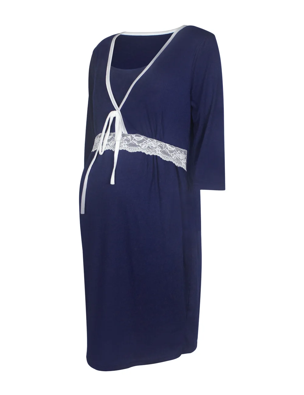 

Maternity Lace Breastfeeding Dresses BE Pregnant Women Nursing Dress Pajamas Maternity Deep V-Neck Homewear Sleepwear Nightgown