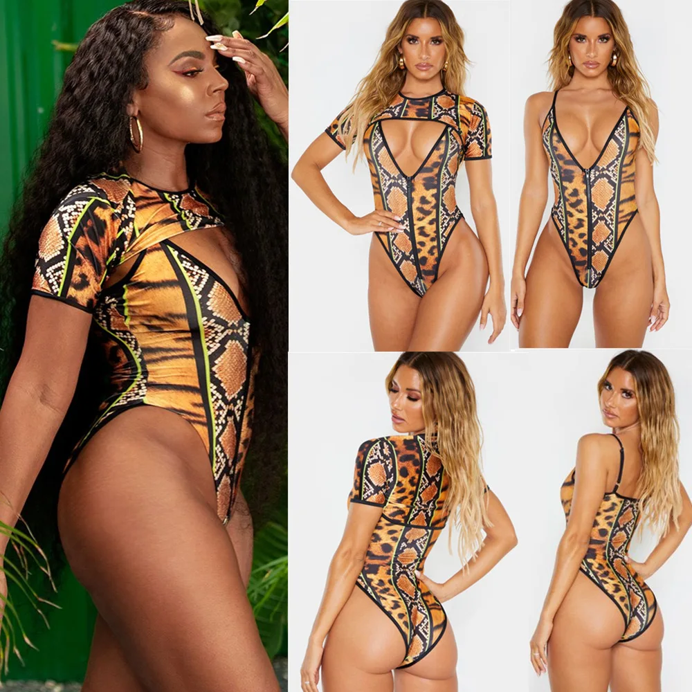 

Print Bikinis for Women One Piece Swimsuit Two Pieces Split Swimwear Pluse Size Sexy Leopard Grain Swimming Bikini Bathing Suit