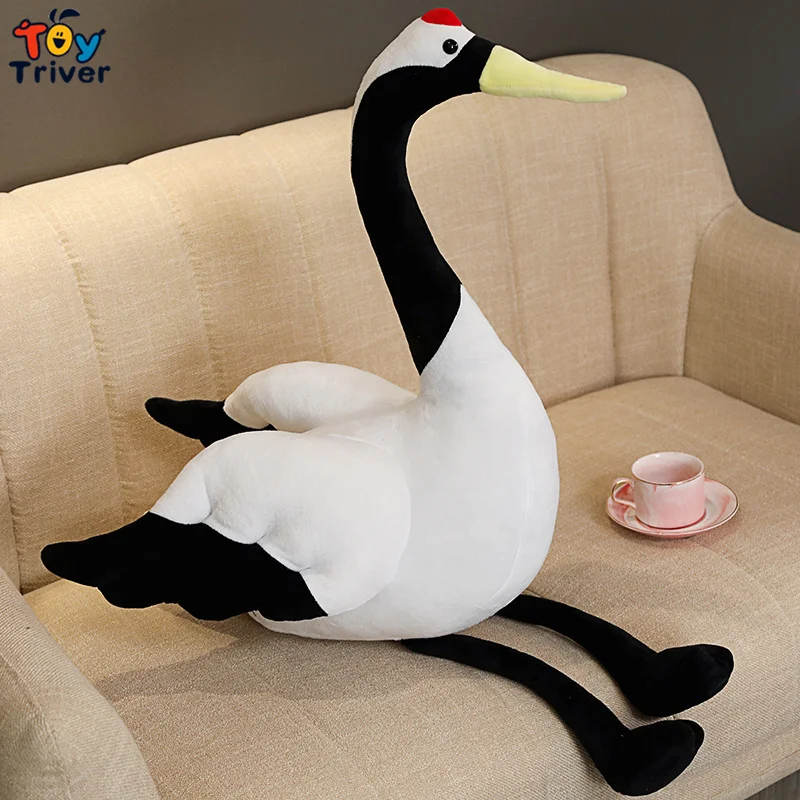 Симпатичная красно-Коронованная плюшевая игрушка-Лебедь с журавлем