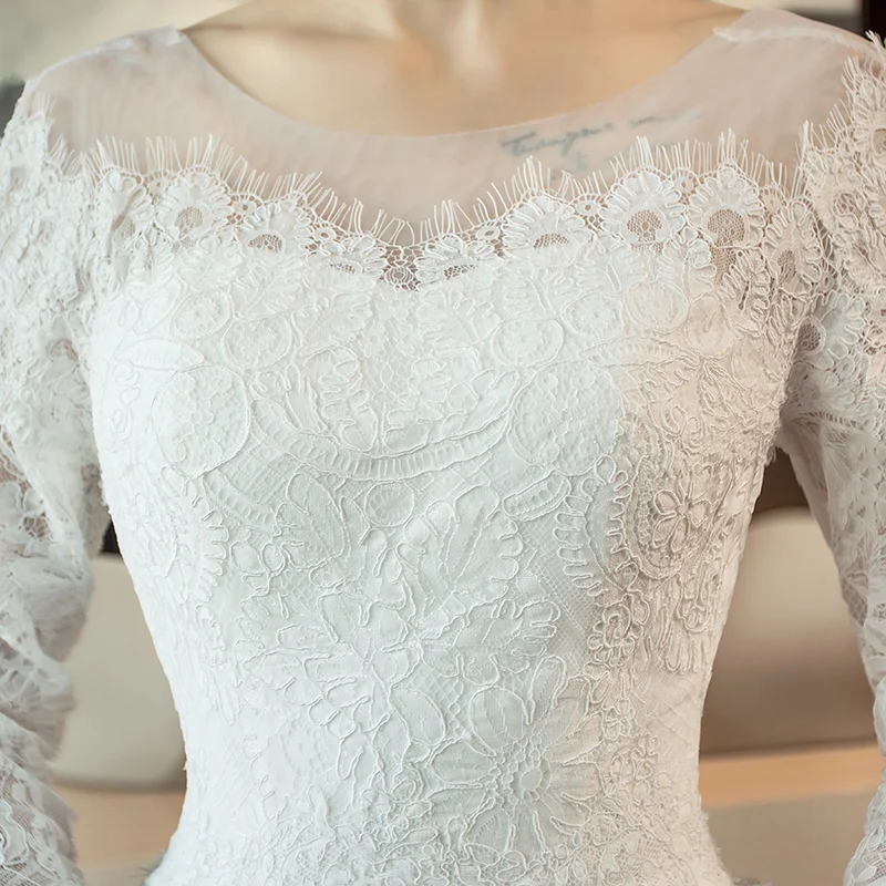 

Vestidos De Novia 2020 New Simple Soft Satin Princess Wedding Dress Elegant O-Neck Lace Bridal Dress Sexy Backless Wedding Gown