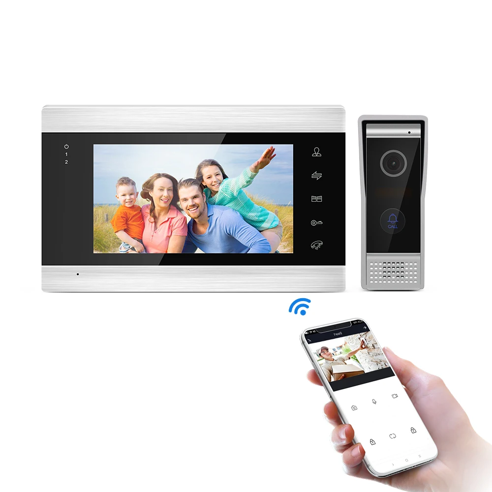 

7inch Monitor Video Intercoms Home Security System Video Doorbell Door phone cam, Multi-language, support remote control
