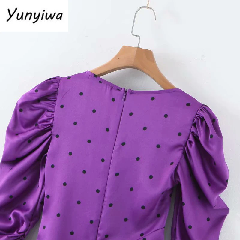 Модное женское винтажное платье в горошек Драпированное облегающее мини-платье