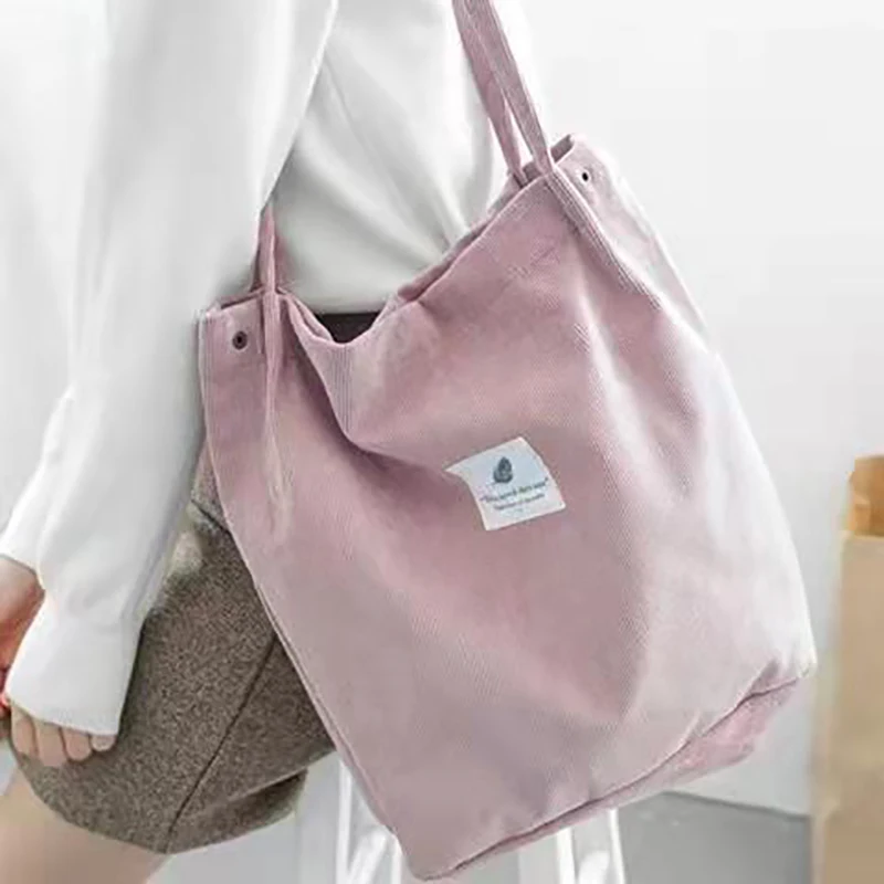 

2022 new ins bag female chic student corduroy canvas bag large capacity shopping bag literary and artistic wild shoulder bag