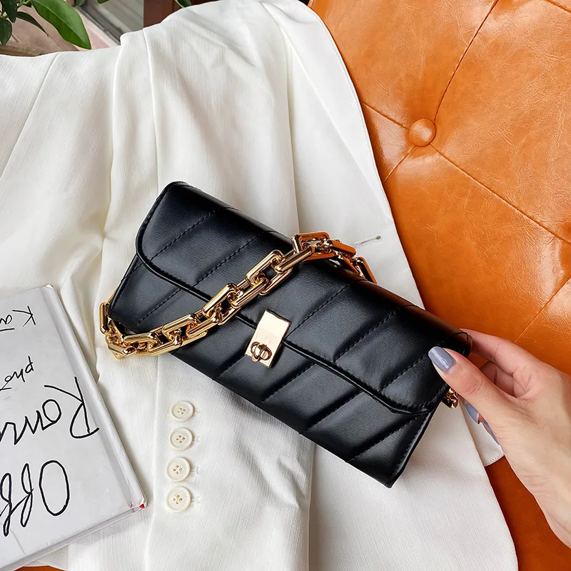 

New Shoulder Messenger Bags For Women Gold Chain Square Underarm Bag Purse Luxury Ladies Crossbody Bag Handbags Daily Outing Bag