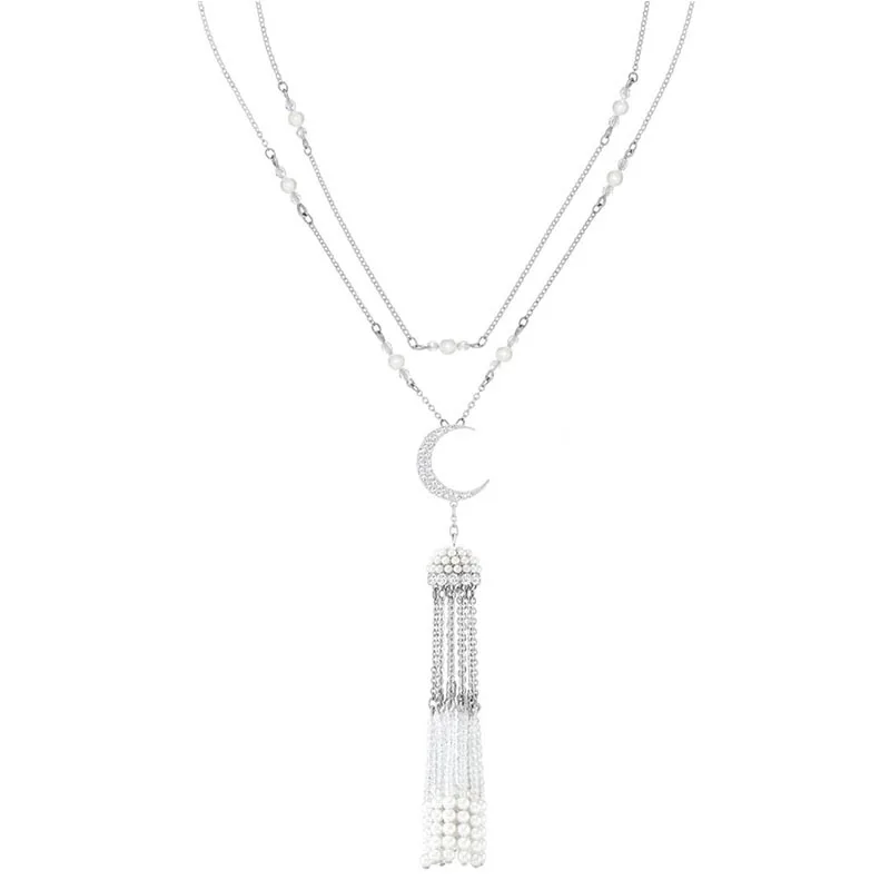 

SWA Fashion Crescent Tassel Necklace Elegant Temperament Female Jewelry Send Girlfriend Anniversary Wedding Engagement Best Gift
