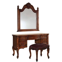 Brown wooden Color Vanity Makeup Dresser Table Set With Mirror Zestaw do komody z lustrem GH06