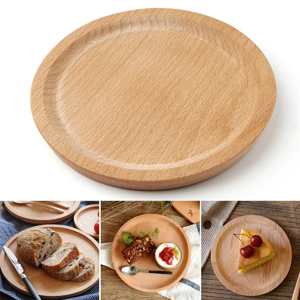 

Wood Snack Round Plate Kitchen Eco-friendly Food Storage Plate Cheese Sushi Appetizers Home Dinner Serving Plate Accessories