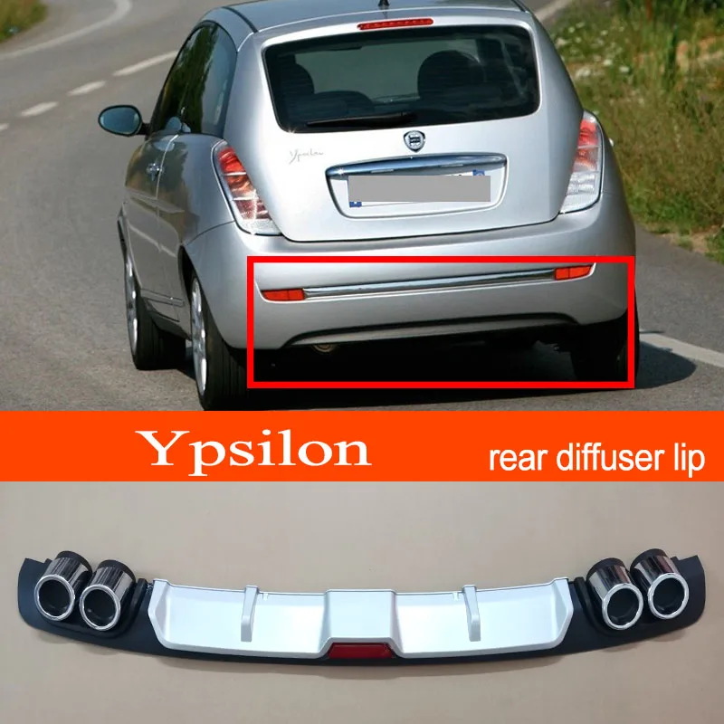

Ypsilon ABS Plastic Silver / Black Car Rear Bumper Rear Diffuser Spoiler Lip for LANCIA Ypsilon