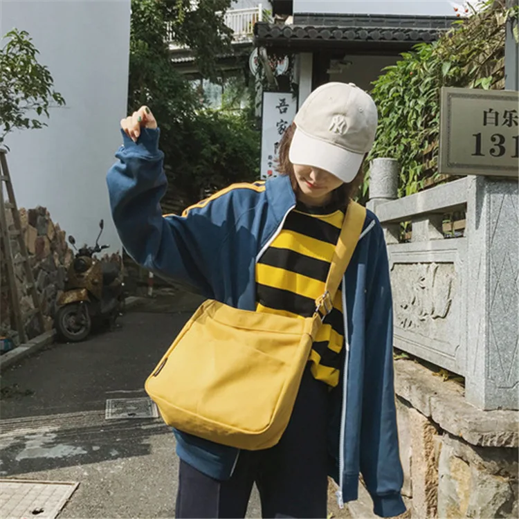 Женские сумки через плечо для девочек 2020 новые модные простые холщовые