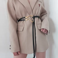 new fashion leather women thin belt designer metal buckle waist strap lady dress coat sweater decorative knotted waistband