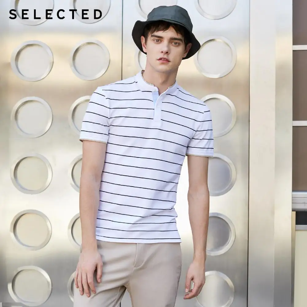 Мужская Повседневная футболка в полоску с короткими рукавами 419106510|Поло| |