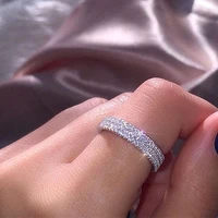 2021 hot simple three rows white zircon engagement rings for women silver color female jewelry birthday party valentine gifts