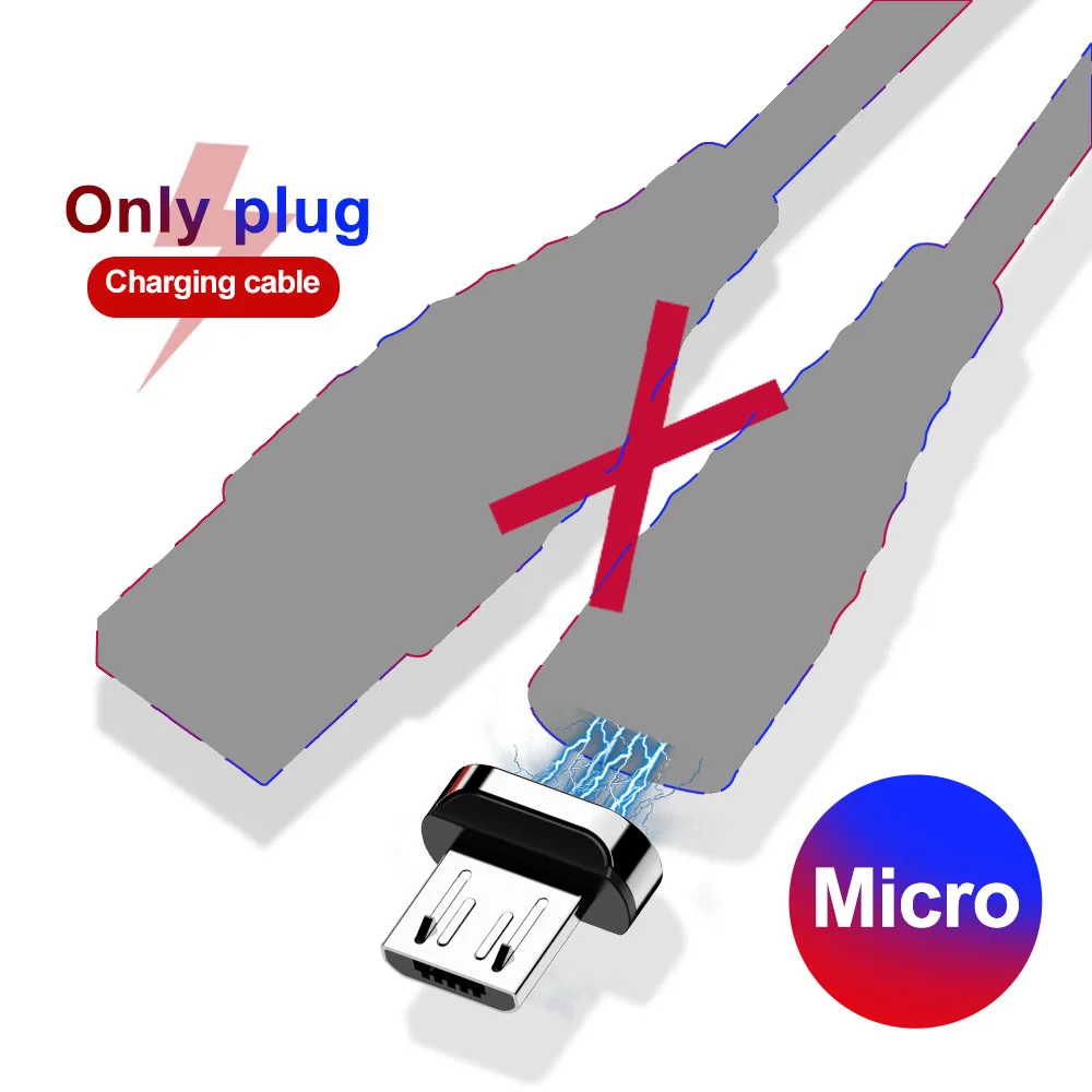 micro plug no cable Магнитный кабель Marjay Micro usb type C для быстрой зарядки телефона Micro usb type-C магнитное зарядное устройство USB C для iphone huawei xiaomi кабель - Цвет: micro plug no cable