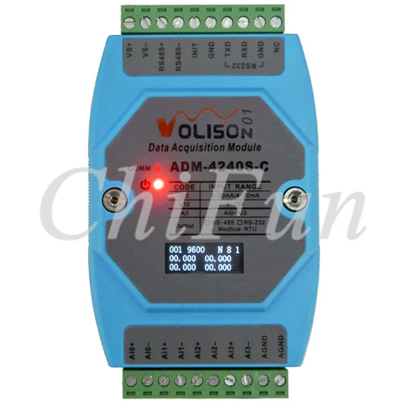 

ADM-4240S-C 4-channel analog acquisition module 4-20mA 0-10V 0-20mA to 485 current voltage Modbus RTU
