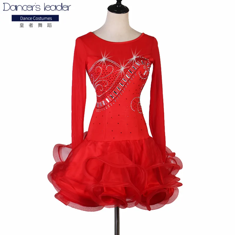 2020 New Adult kids junior latin dress salsa tango dresss Rhinestones Costume Stage dress custom singer stage dress