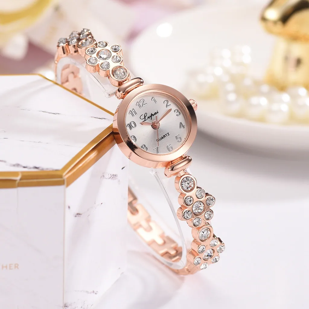 

2020 Women Watches Bracelet Set Rhinestone Ladies Bracelet Watch Rose Gold Alloy Strap Quartz Wristwatch Clock Relogio Feminino