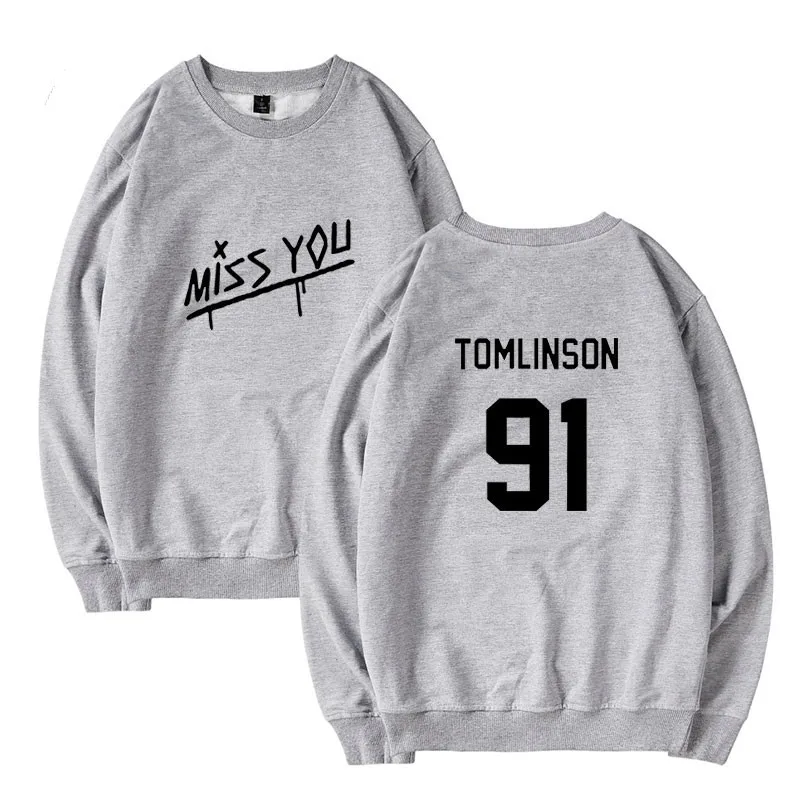 

England Singer Louis Tomlinson 91 Print Hoodie Sweatshirt Women Female Fans Turtleneck Capless Sweatshirt Clothes Custom Tops