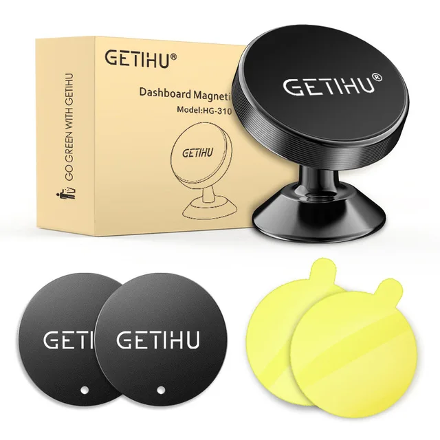 GETIHU 360 магнитный автомобильный держатель для телефона для iPhone, Xiaomi, samsung, универсальная поддержка мобильного телефона, gps подставка, магнитный держатель на вентиляционное отверстие для автомобиля - Цвет: Black With Box