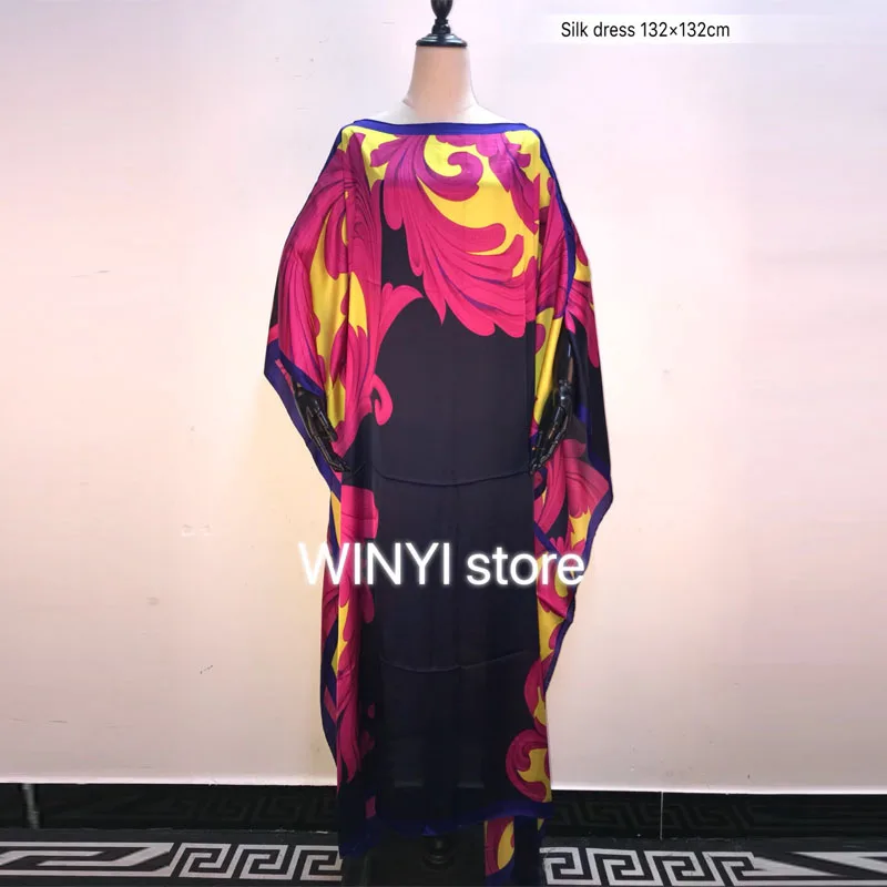 winyi 2021 africa dress Spring Summer New Arrivals o-neck Half Sleeve Print Pattern Women Loose Streetwear Floor-length Dress