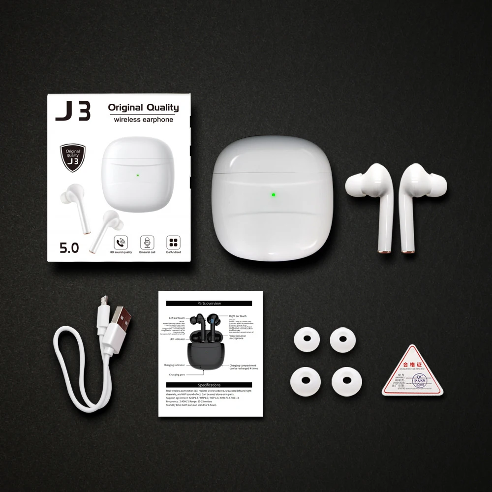 

Smart Touch Control Bluetooth Wireless Earphones HD Sound Low Power Consumption Headset TWS J3 Bass Headphones