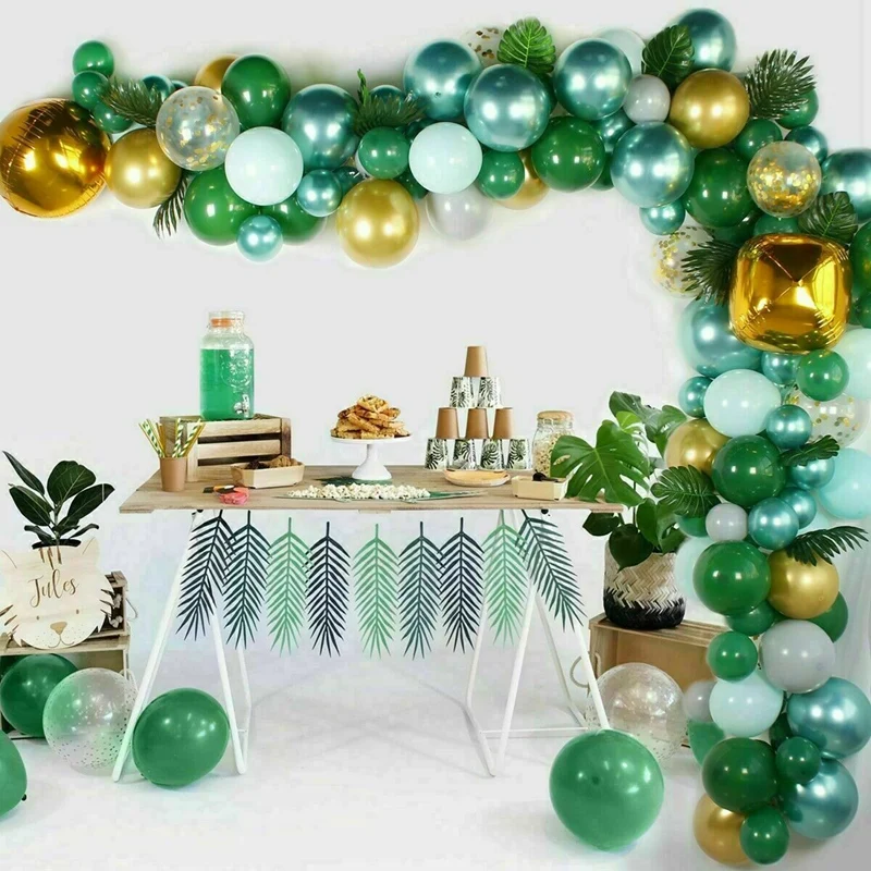 

167Pcs Jungle Safari Theme Party Supplies Green Balloons Garland Arch Kit Birthday Baby Shower Forest Party Decor Supply