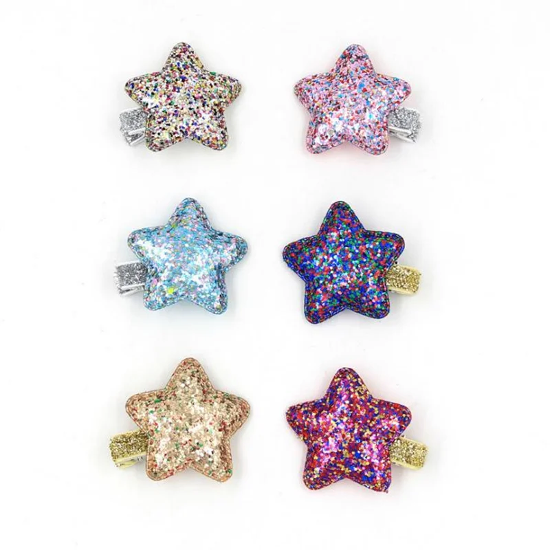 Korean Fashion bright pink five-pointed star hairpin children cartoon cute stars duckbill clip lady baby headdress |