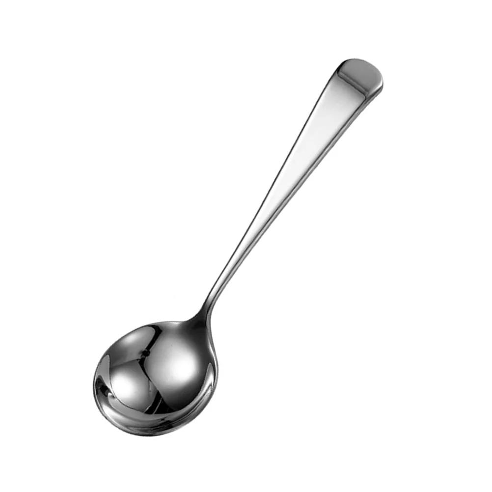 

Ложка-миксер из нержавеющей стали с длинной ручкой, круглая суповая ложка для дома, ресторана (Серебристая)