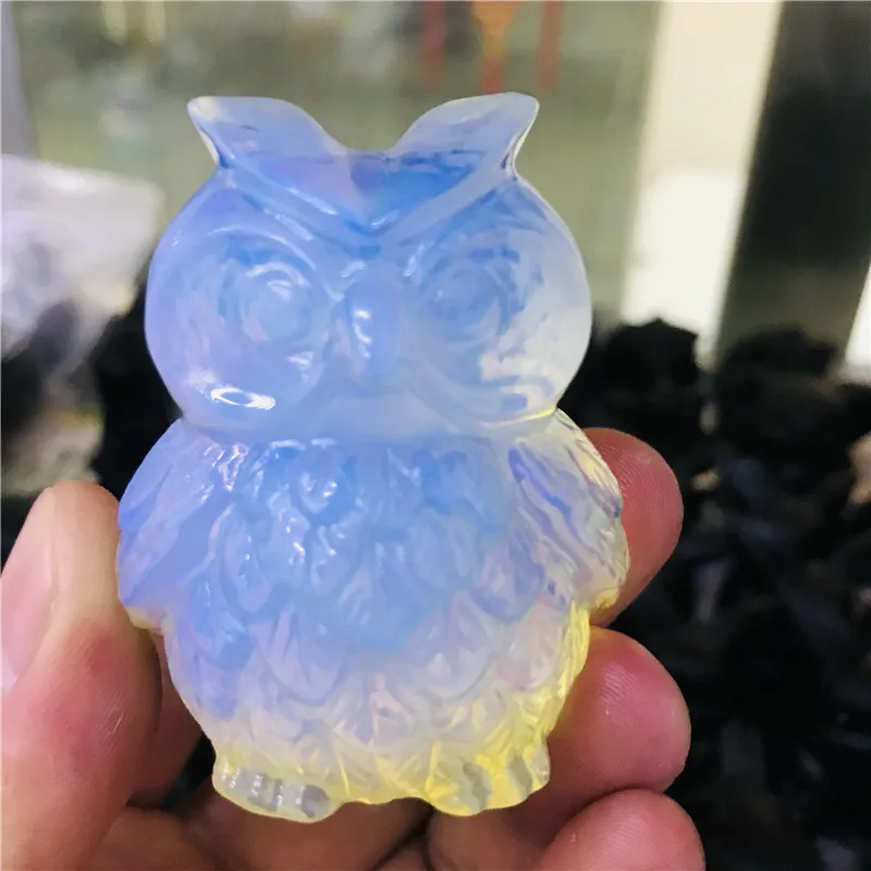 Натуральный опал сова статуя 2 дюйм миниатюрный ручной работы мелких животных