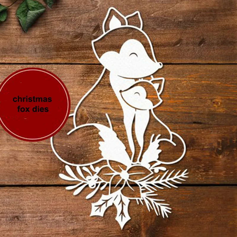 

MEET HUANG Christmas Leaves Fox Metal Cutting Dies Stencils for DIY Scrapbooking/album Decorative Embossing DIY Paper Cards