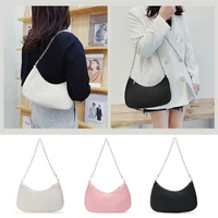 solid color shoulder purse women underarm bag ladies fashion top handle clutches black beige white pink handbag pouch