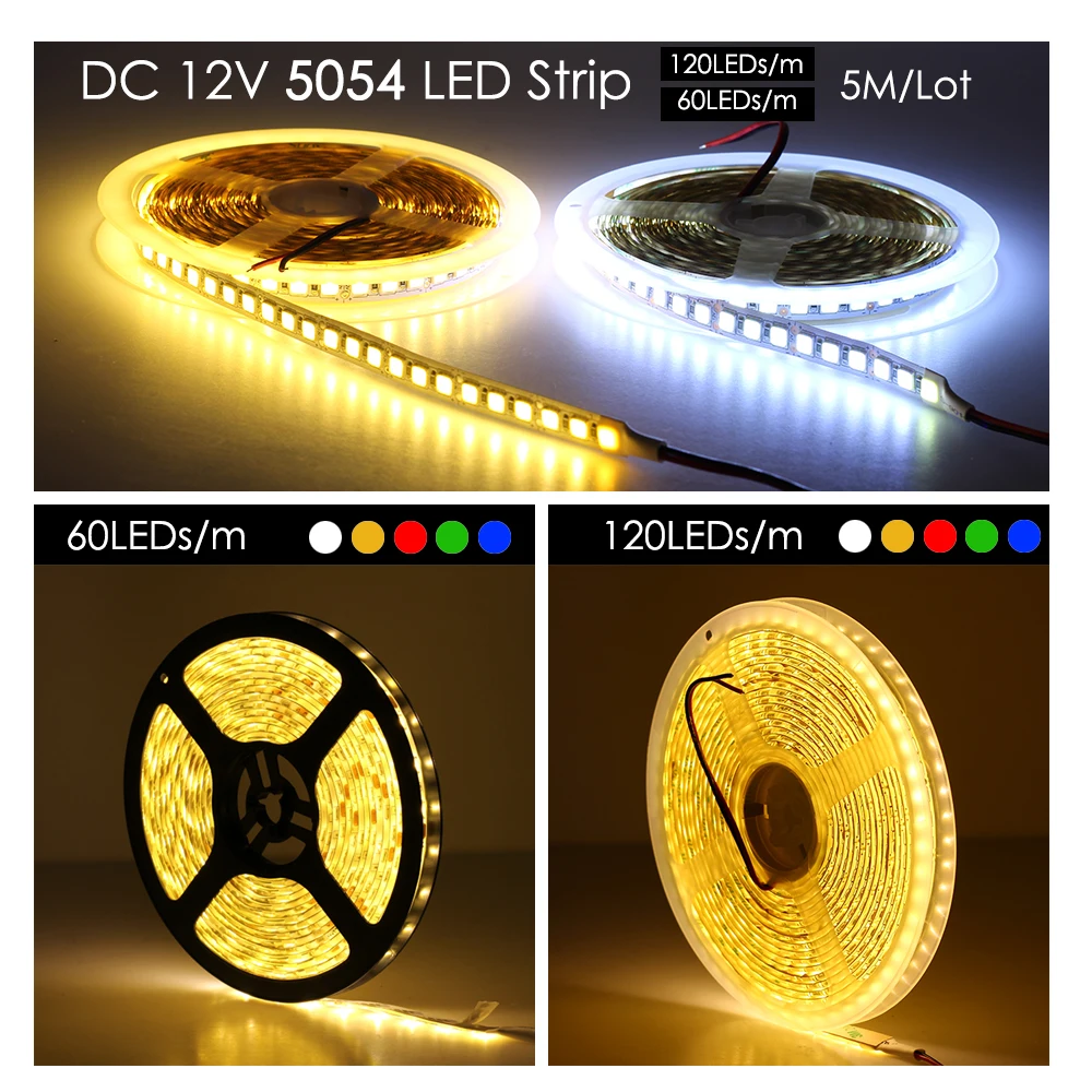 

LED Strip light 5054 DC 12V 24V Waterproof White Warm PC 5M 120Led/m Flexible Led Light Strip light 12 24 V Volt Diode Ledstrips
