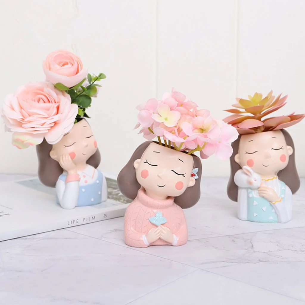 

2022 Girl Flower Planter Set European Style Succulent Plants Planter Pot Mini Bonsai Cactus Flower Pot Home Decor Craft